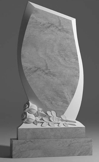 Надгробен паметник от сив мрамор Мура – красив дизайн с рози - Image 3
