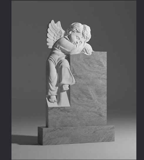 Надгробен паметник с ангел и керамична снимка – 80×50×6 см - Image 3