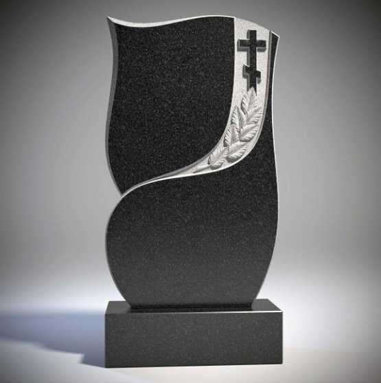 Надгробен паметник от черен гранит с православен кръст - Image 3