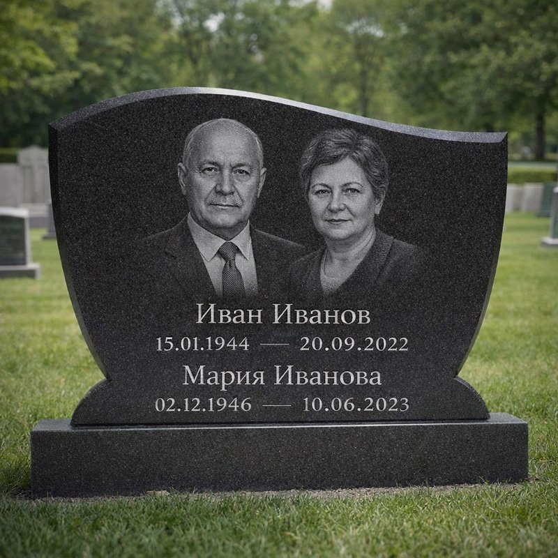 dvoen nadgroben pametnik cheren granit