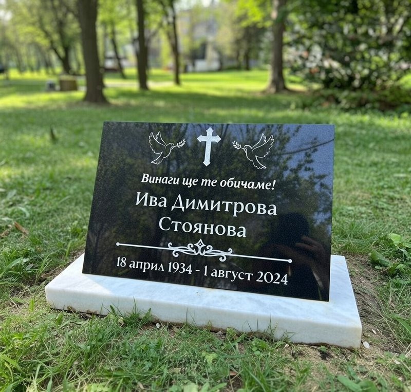 Надгробна плоча за урнова стена от черен гранит 2 см | Гравирана мемориална плоча - Image 4