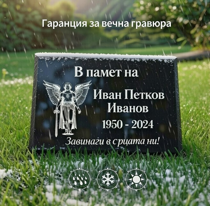 Надгробна плоча за урнова стена от черен гранит 2 см | Гравирана мемориална плоча - Image 6