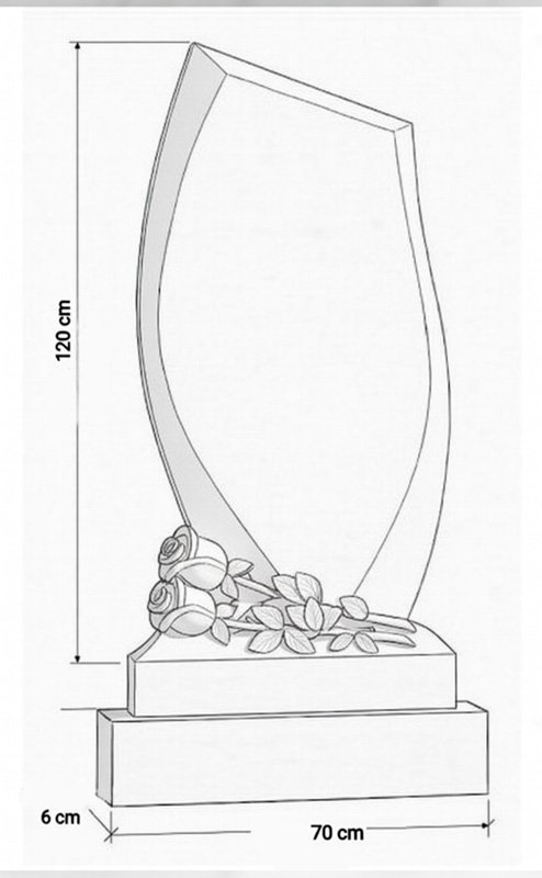 Надгробен паметник от сив мрамор Мура – красив дизайн с рози - Image 2