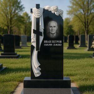 pametnik cheren granit krust i graviran portret