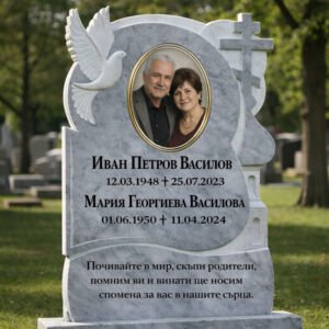 Мраморен надгробен паметник мрамор с гълъб и кръст