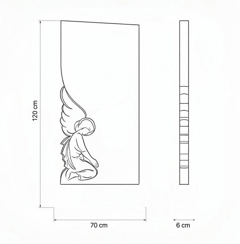 Луксозен гранитен паметник с гравиран портрет и ангел – Премиум черен надгробен монумент - Image 4